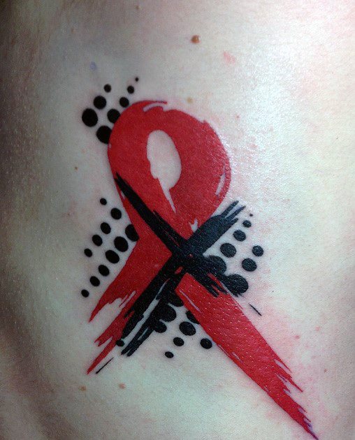 Schleife tattoo gegen den Krebs 65